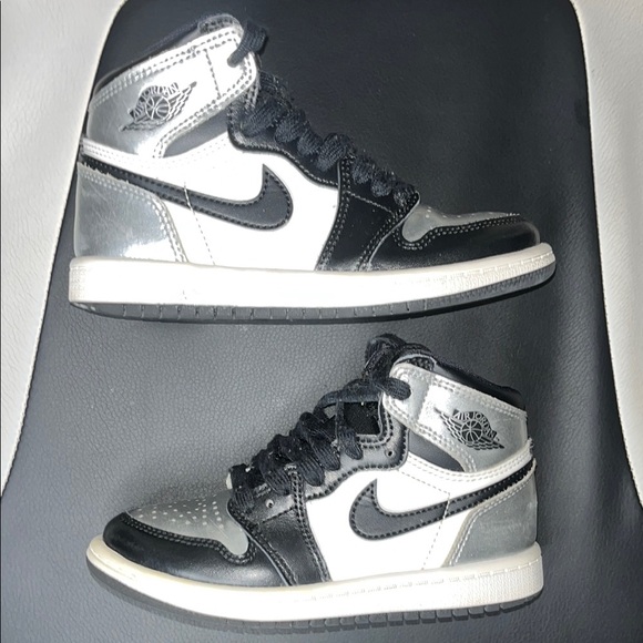 Jordan 1 Retro High OG TD Black and Silver Toe Toddler Size 11C Sneakers - Picture 13 of 17